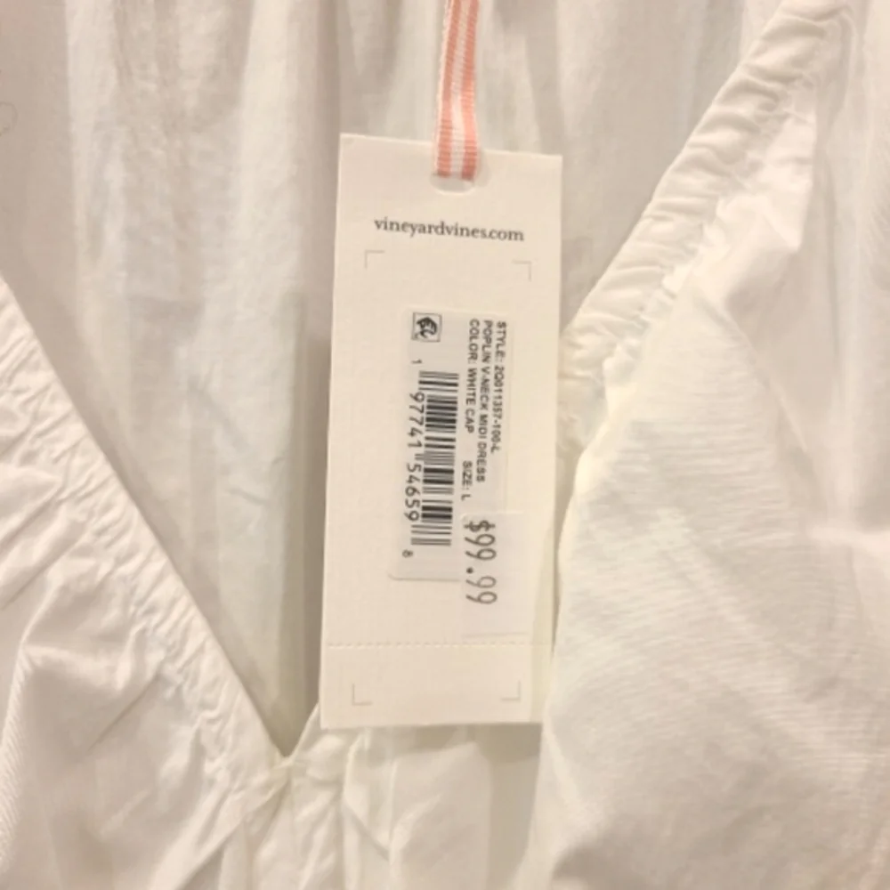 Vineyard Vines White Marina Poplin Midi Dress Large Preppy Cottagecore - Picture 5 of 16